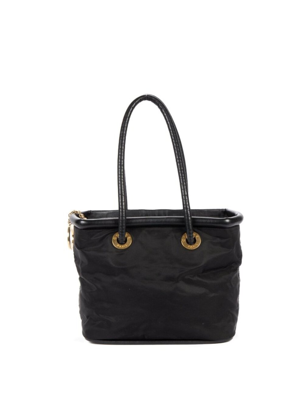 Celine Circle Logo Vintage Bag Black Nylon Canvas